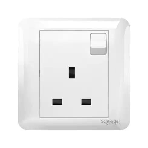 Affle Plus - 13A Single Gang Switched Socket, White
