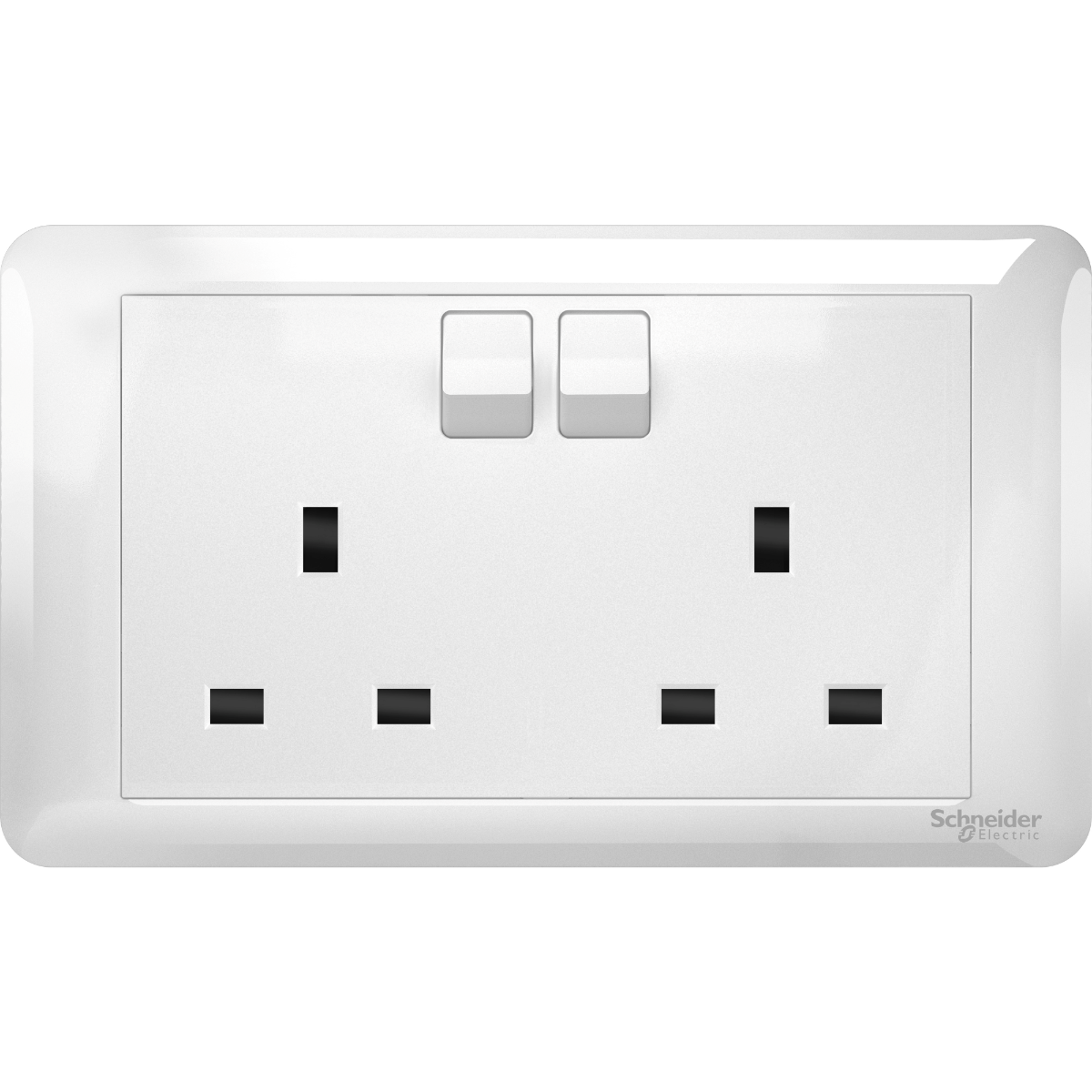 Affle Plus - 13A Twin Gang Switched Socket, White