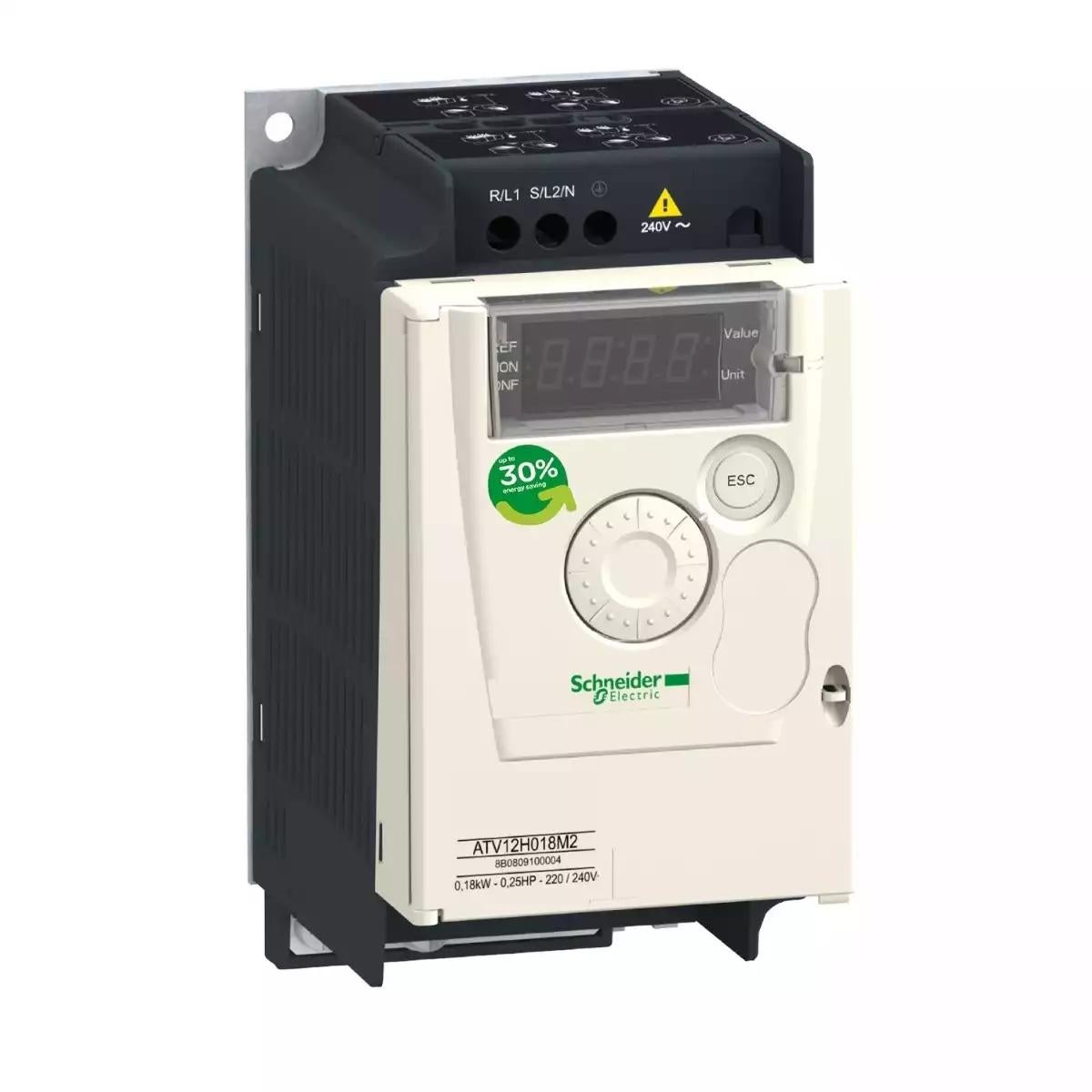 variable speed drive, Altivar 12, 0.18kW, 0.25hp, 200 to 240V, 3 phases