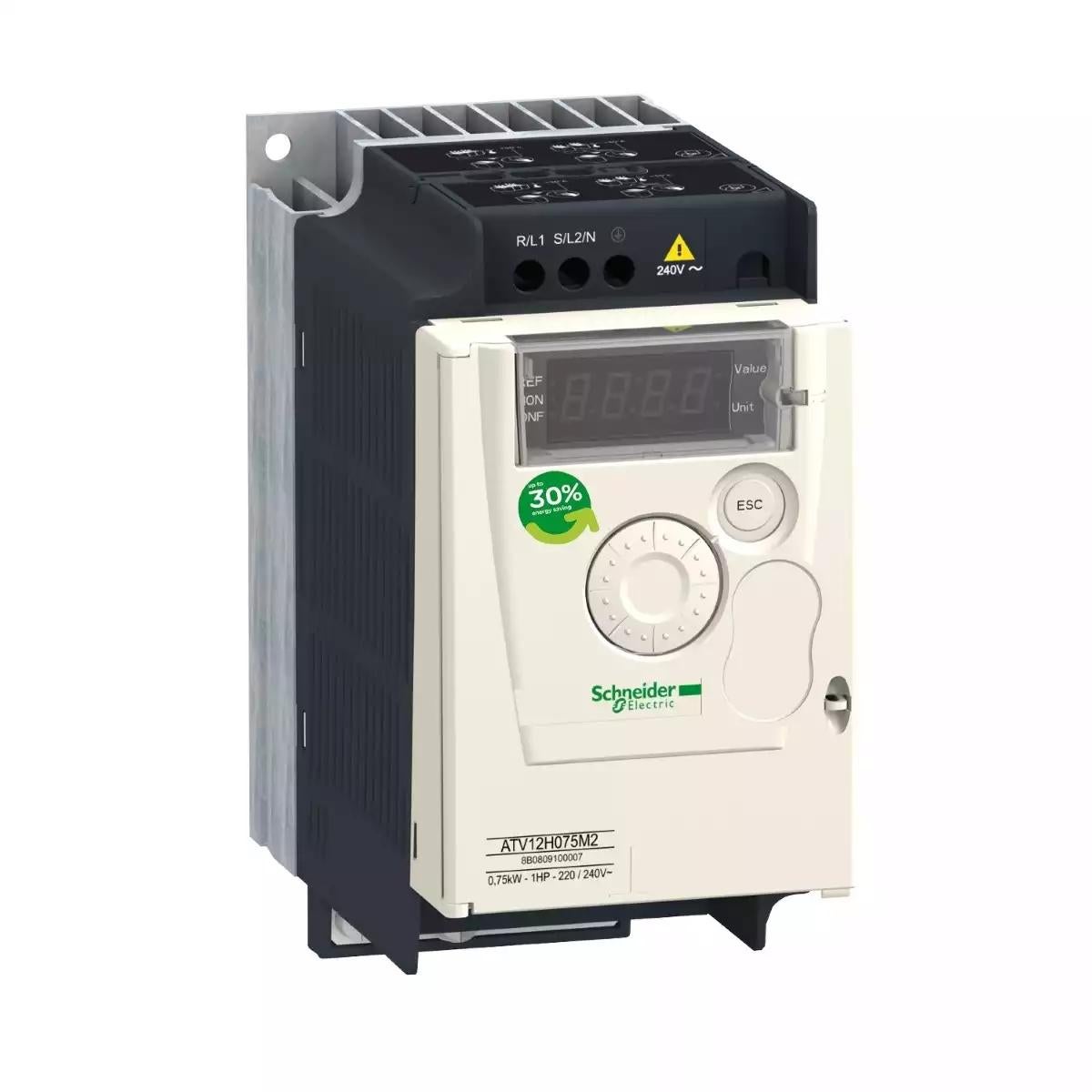 variable speed drive, Altivar 12, 0.55kW, 0.75hp, 200 to 240V, 1 phase, with heat sink