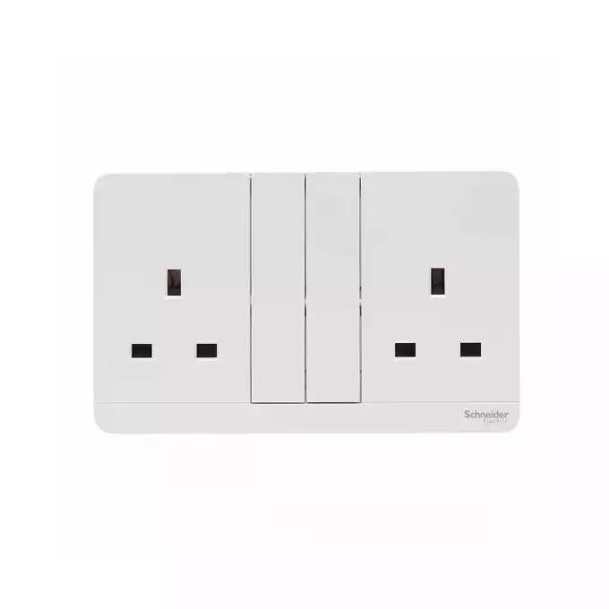 AvatarOn, 2 switched socket, 3P, 13 A, 250 V, White
