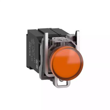 Pilot light, Harmony XB4, metal, protected LED light, orange, 22mm, with plain lens, universal LED, 400V