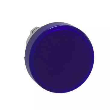 Head for pilot light, Harmony XB4, metal, blue, 22mm, universal LED, plain lens