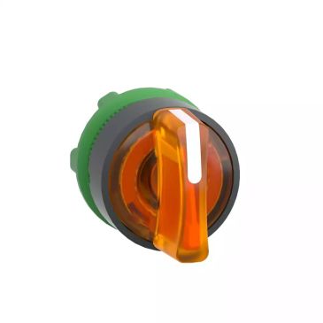 Head for illuminated selector switch, Harmony XB5, universal LED, orange handle, 22mm, 3 positions, stay put
