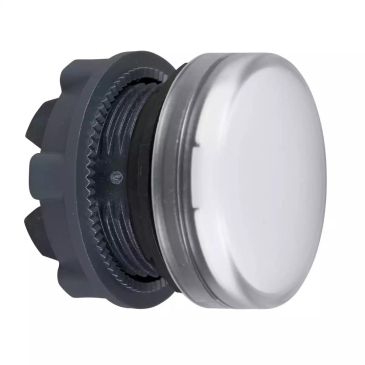 Pilot light head, Harmony XB5, metal, white, 22mm, plain lens for BA9s bulb
