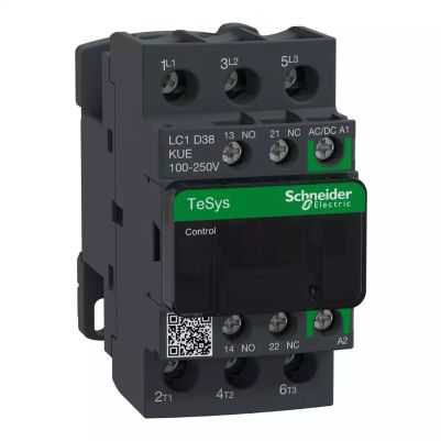 Contactor, TeSys Deca, 3P(3 NO), AC-3/AC-3e, 0 to 440V, 38A, 100 to 250VAC/DC coil