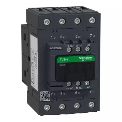 Contactor, TeSys Deca, 4P(4 NO), AC-1, 0 to 440V, 80A, 380V AC 50/60Hz coil