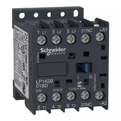 contactor, TeSys K, 3P, AC-3, <=440V, 9A, aux. 1NC, 125V DC coil