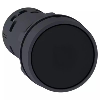 Push button, Harmony XB7, round black flush, 22mm, spring return, 2NO, unmarked