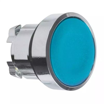 Push button head, Harmony XB4, metal, flush, blue, 22mm, spring return, unmarked