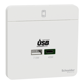 USB Charger, AvatarOn, Type A+C, 45 W, White