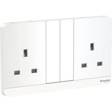 AvatarOn, 2 Switched Socket, 3P, 13 A 250 V, Antibacterial, White