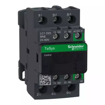 Contactor, TeSys Deca, 3P(3 NO), AC-3/AC-3e, 0 to 440V, 25A, 24-60VAC/DC coil