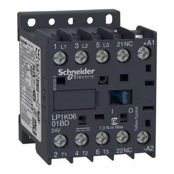 Contactor, TeSys K, 3P, AC-3/AC-3e, <=440V, 6A, aux. 1NC, 48V DC coil