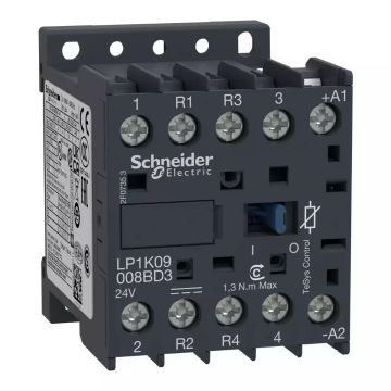 contactor, TeSys K, 4P(2NO+2NC),AC-1, 440V, 20A, 24V DC coil,with intergral suppression
