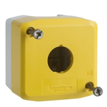 Empty control station, Harmony XALK, XALD, plastic, yellow lid for push button 22mm, 1 cut out