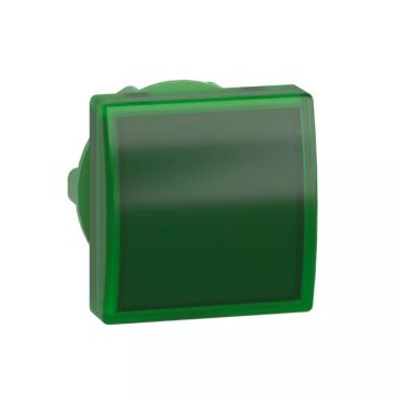 Head for pilot light, Harmony XB5, square green, 22mm, with plain lens, universal LED