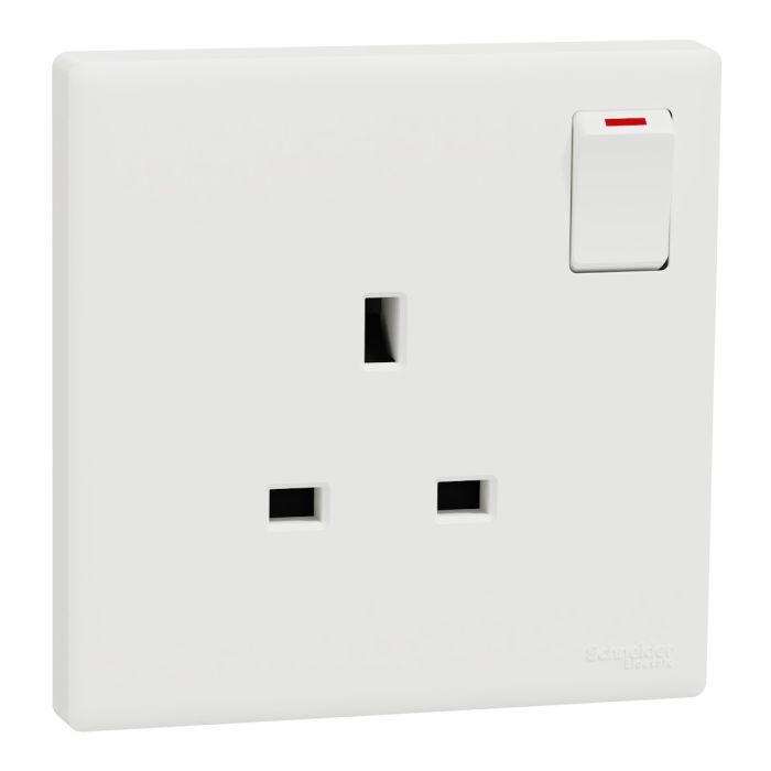 Switched socket, Vivace E, 13A, 250V, 1 gang, white main product photo