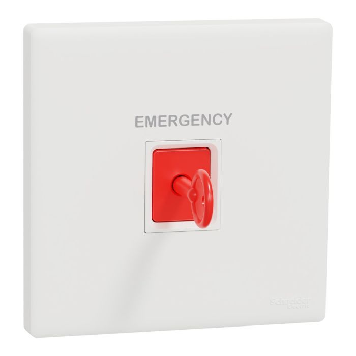 Panic button switch, Vivace E, with key reset, white main product photo