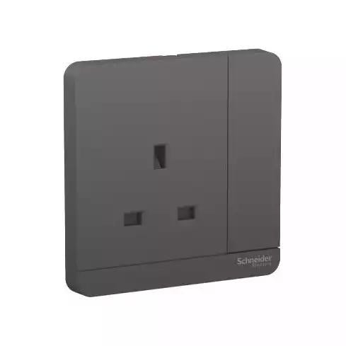 AvatarOn, switched socket, 3P, 13 A, 250 V, LED, Dark Grey