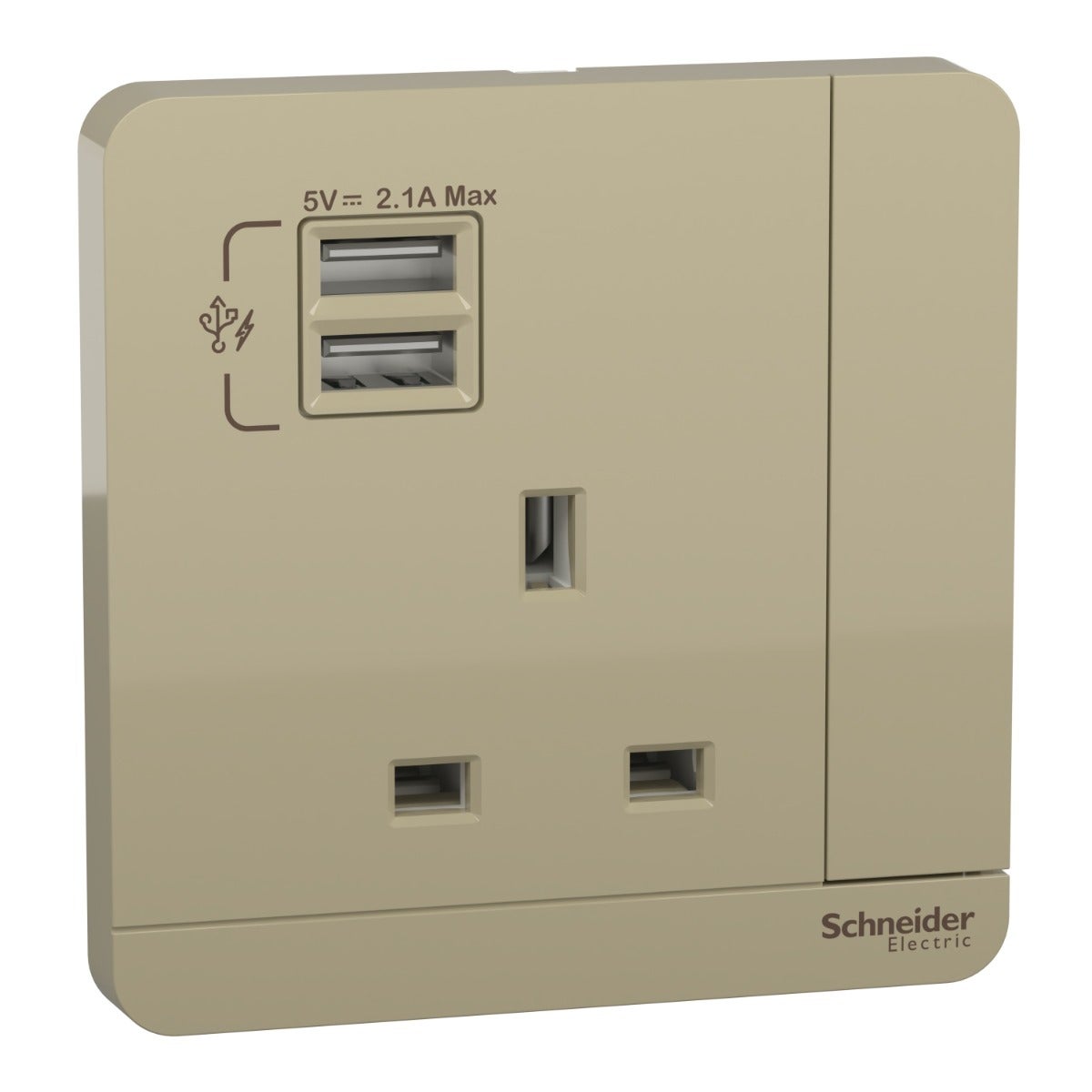 AvatarOn, Switched socket with 2.1A USB, 13A 1 Gang, wine gold