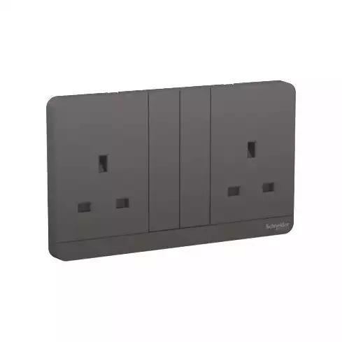 AvatarOn, 2 switched socket, 3P, 13 A, 250 V, Dark Grey