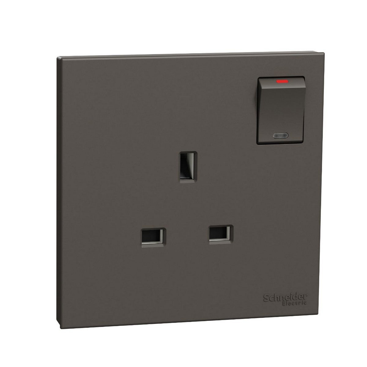 AvatarOn C, Switched socket, 13A 250V, 1 gang, with LED, dark grey