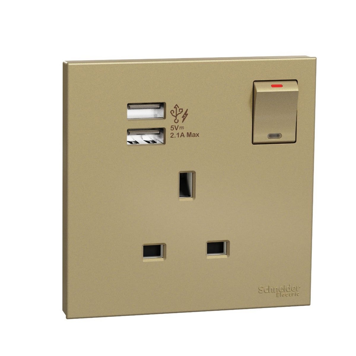 AvatarOn C, Switched socket with 2.1A USB, 13A 1 Gang, wine gold