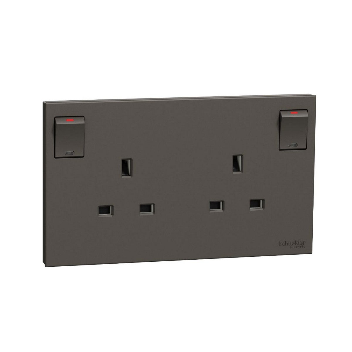 AvatarOn C, Switched Socket, 13A 250V, 2 Gang, with LED, Dark Grey