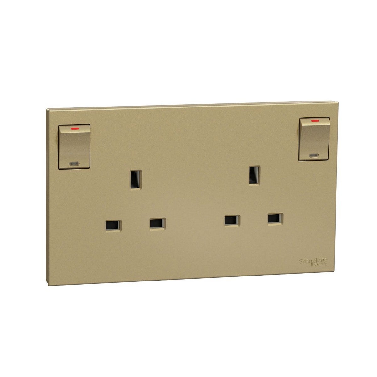 AvatarOn C, Switched socket, 13A 250V, 2 gang, with LED, wine gold