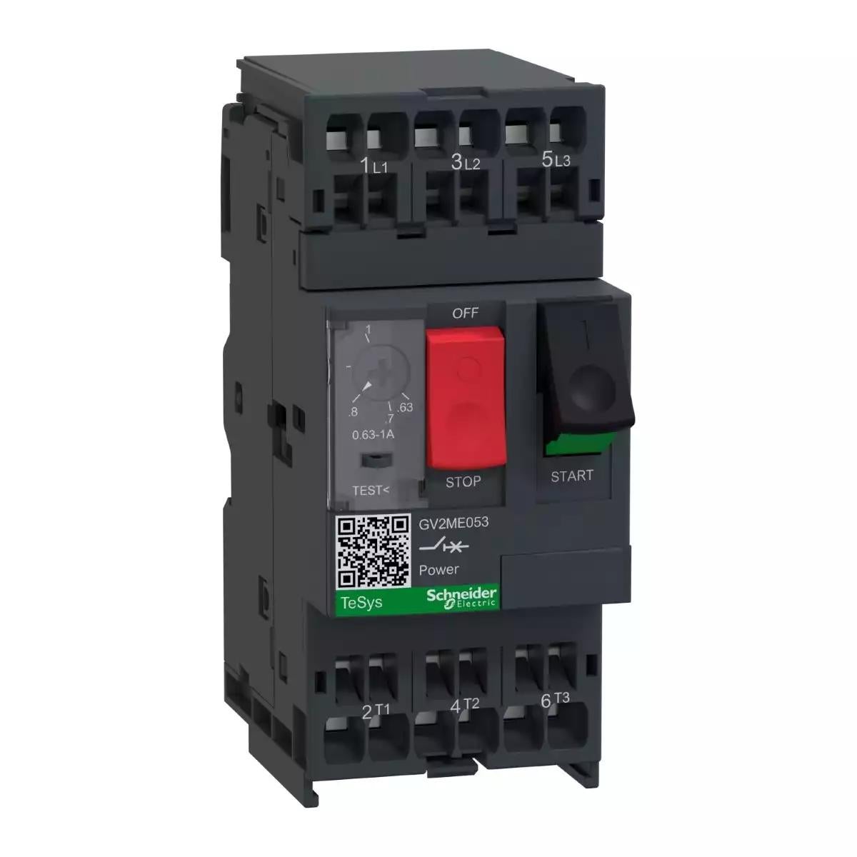 Motor circuit breaker, TeSys Deca, 3P, 0.63 to 1A, thermal magnetic, spring terminals