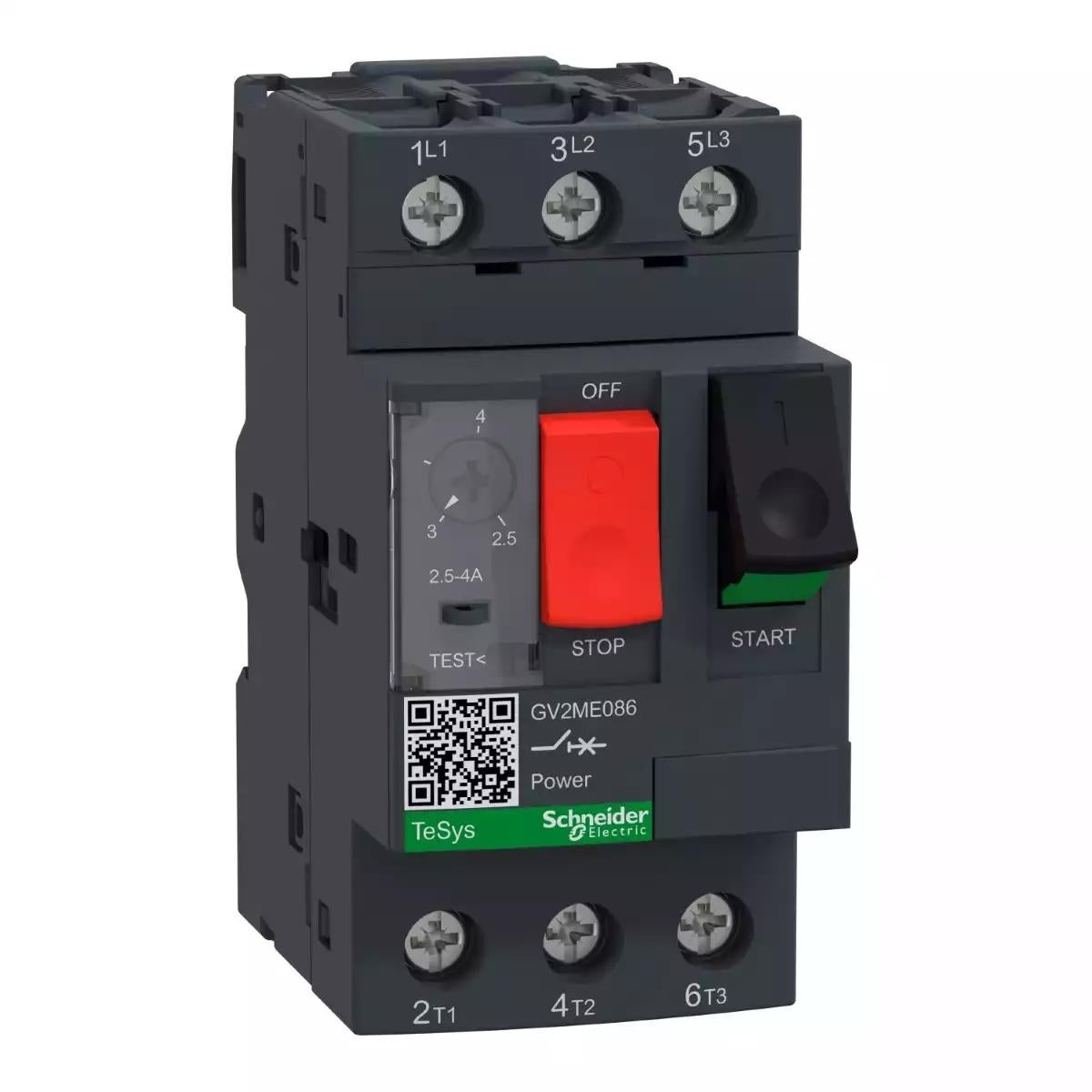 TeSys Deca frame 2, Motor circuit breaker, 3P, 2.5-4A, Thermal Magnetic, Push Button, Lugs Terminals