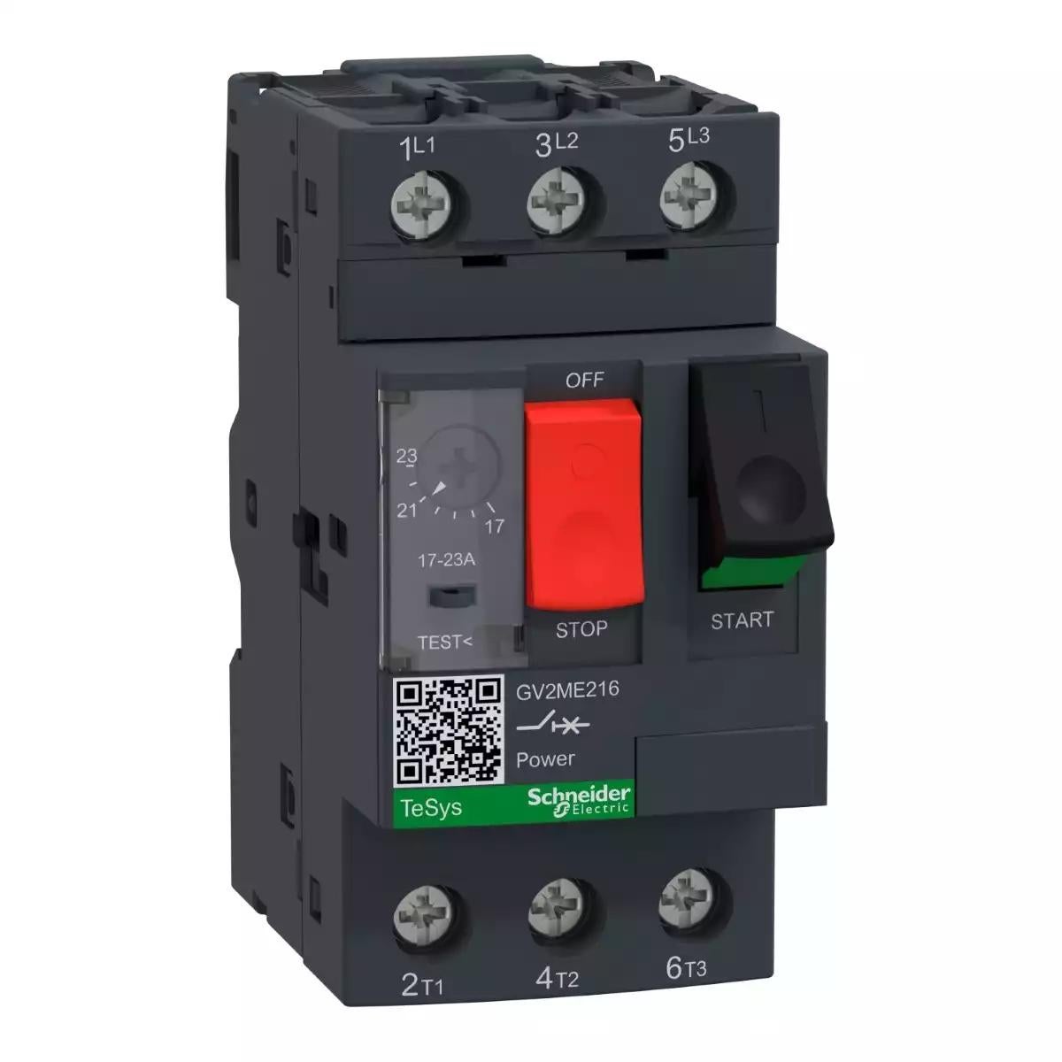 Motor circuit breaker,TeSys Deca frame 2,3P,17-23A,thermal magnetic,push button,lugs terminals