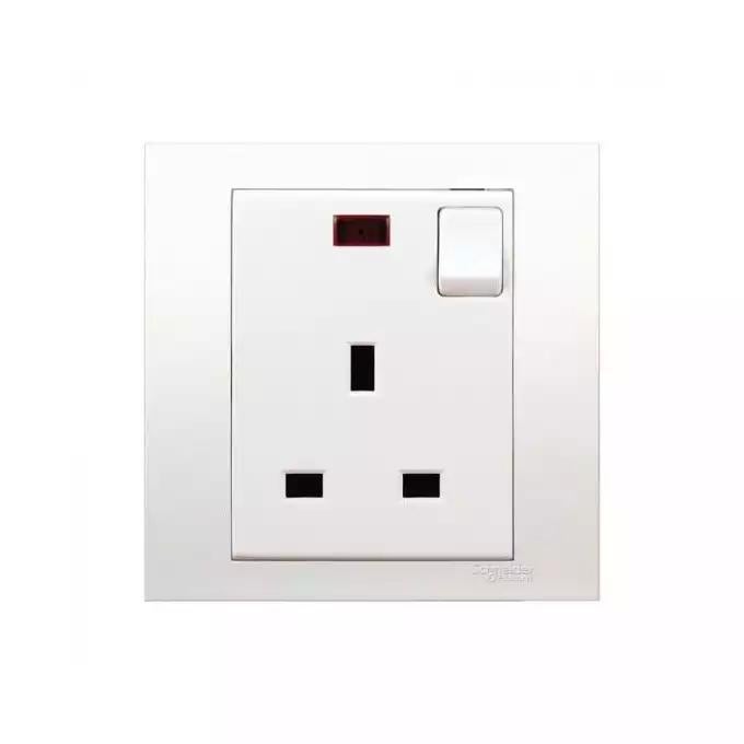 Vivace 13A 250V 1 Gang Switched Socket with Neon white