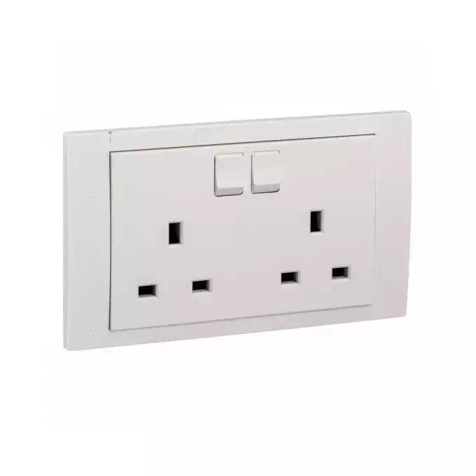 Vivace 13A 250V TwinGang Switched Socket,White