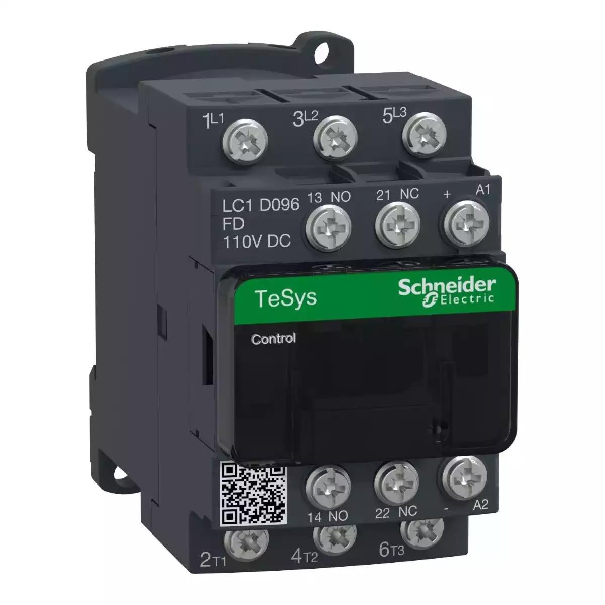 Contactor, TeSys Deca, 3P(3 NO), AC-3/AC-3e, 0 to 440V, 9A, 110VDC coil, Lugs-ring terminals