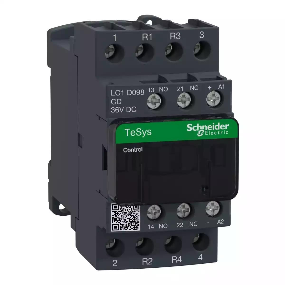 Contactor, TeSys Deca, 4P(2NO+2NC), AC-1, 0 to 440V, 20A, 36VDC coil