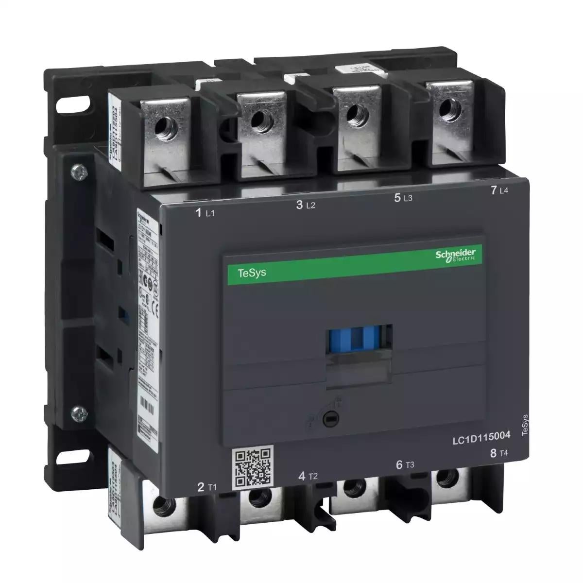 contactor, TeSys Deca, 4P(4NO), AC-1 <=440V 200A, 24V DC standard coil, lugs/bars terminals