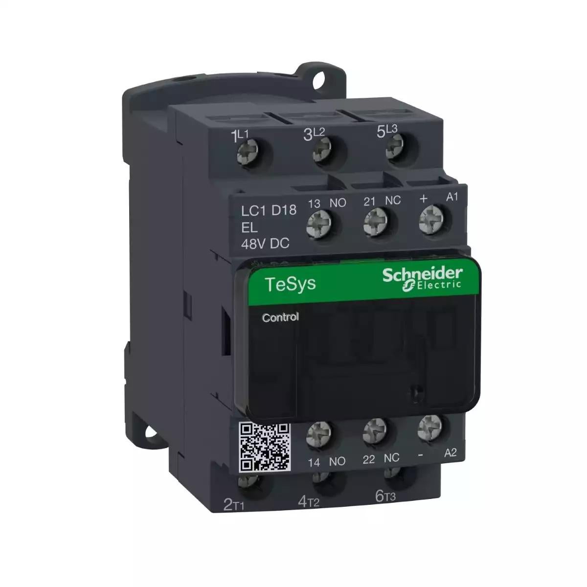 Contactor, TeSys Deca, 3P(3 NO), AC-3/AC-3e, 0 to 440V, 18A, 48VDC low consumption coil