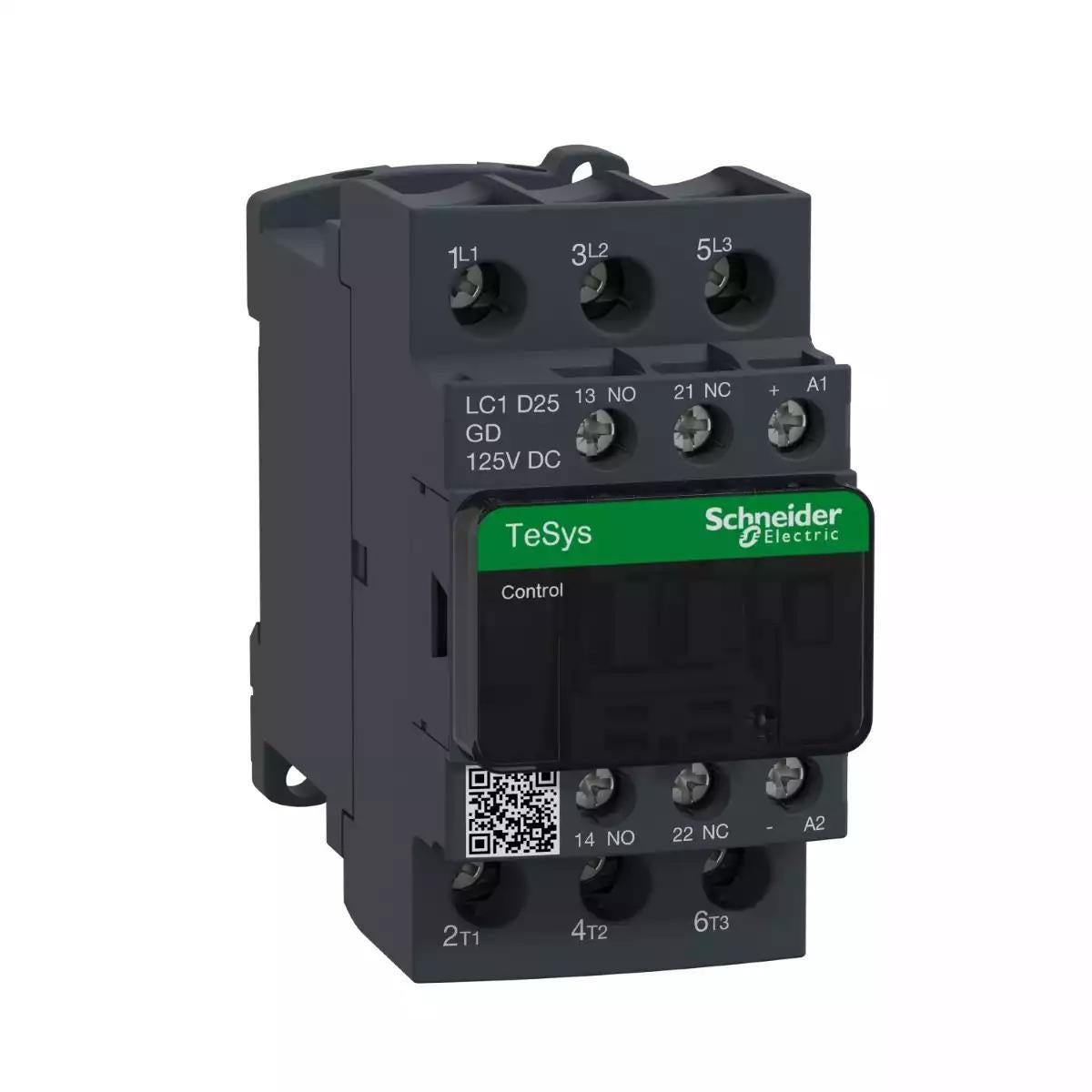 Contactor, TeSys Deca, 3P(3 NO), AC-3/AC-3e, 0 to 440V, 25A, 125VDC coil