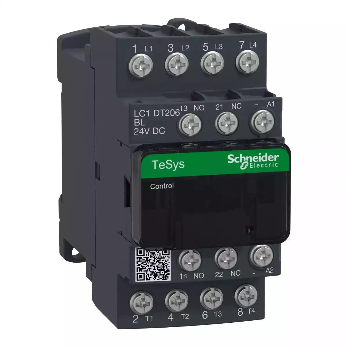 Contactor, TeSys Deca, 4P(4 NO), AC-1, 0 to 440V, 20A, 24VDC low cons coil, Lugs-ring terminals