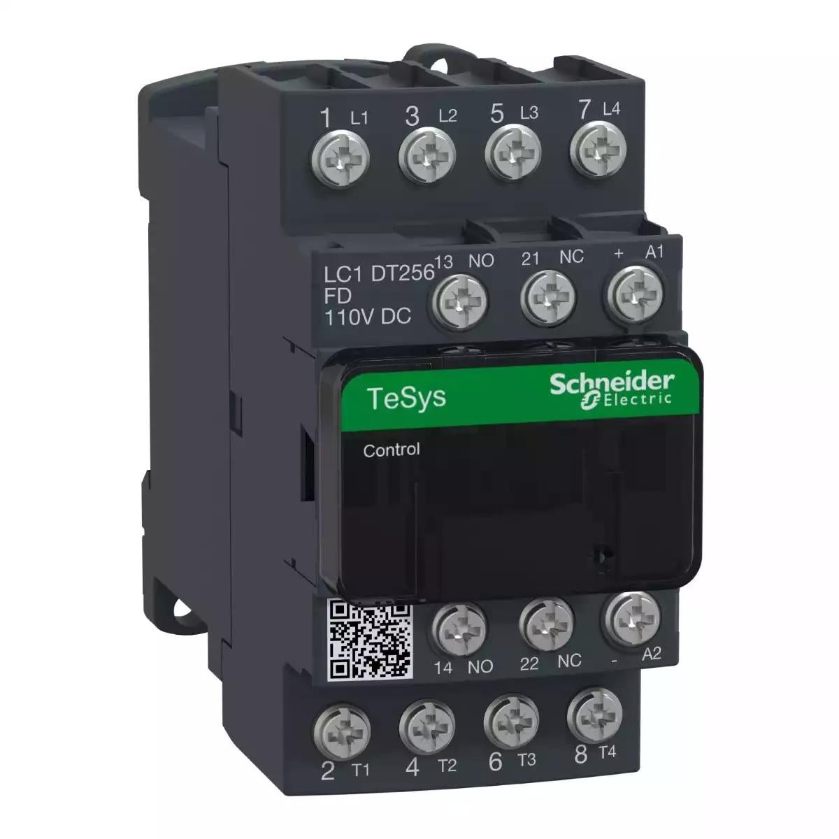 Contactor, TeSys Deca, 4P(4 NO), AC-1, 0 to 440V, 25A, 110VDC standard coil, Lugs-ring terminals