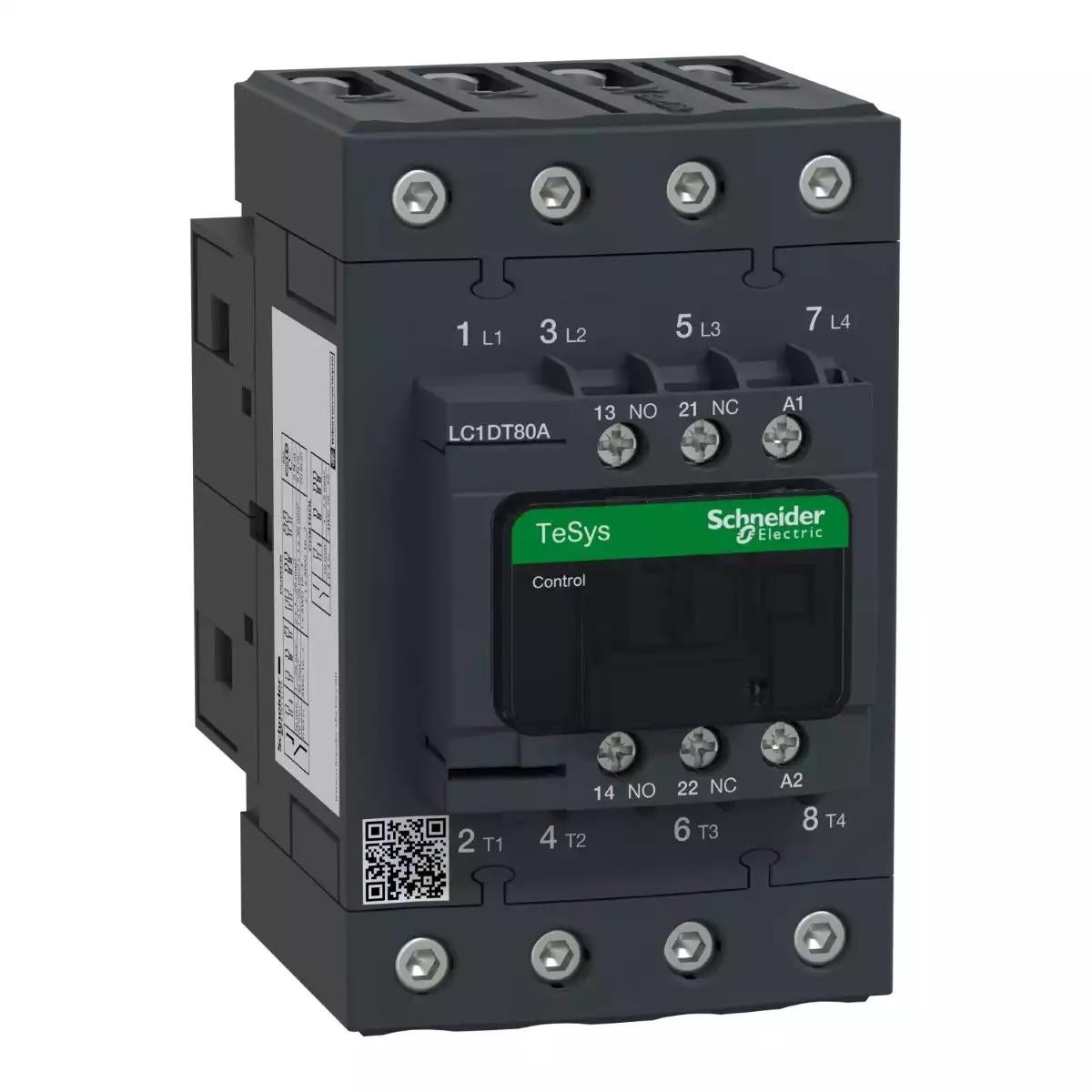 Contactor, TeSys Deca, 4P(4 NO), AC-1, 0 to 440V, 80A, 120V AC 60Hz coil