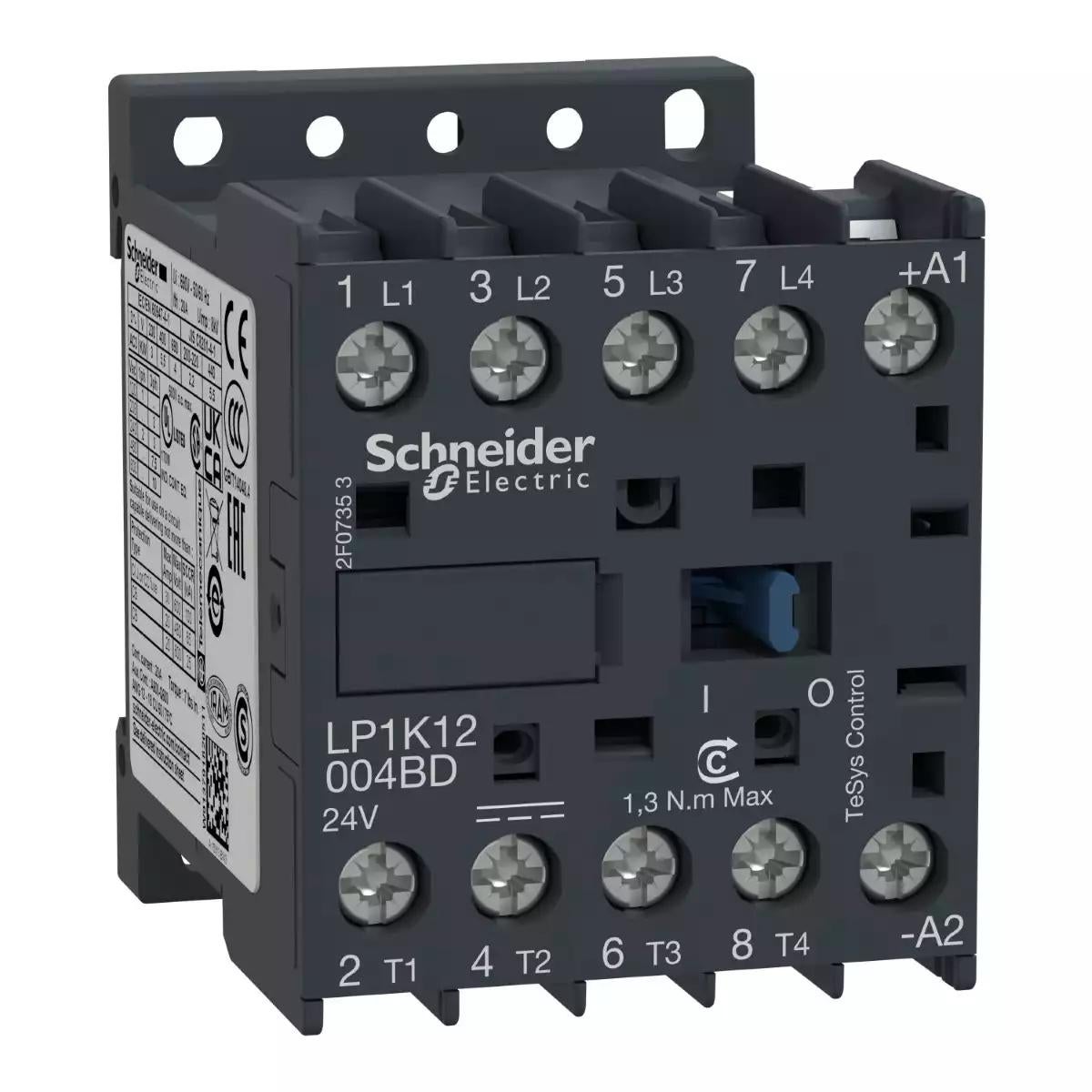 contactor, TeSys K, 4P(4NO),AC-1, 440V, 20A, 24V DC coil