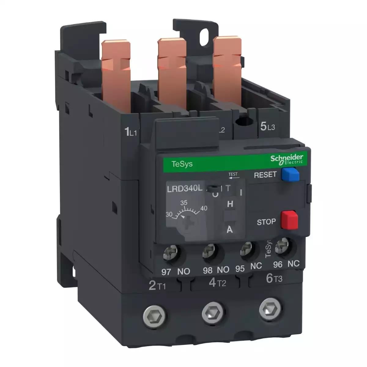 Thermal overload relay, TeSys Deca, 690VAC, 30 to 40A, 1NO+1NC, class 20, for D40A to D65A, EverLink BTR screw