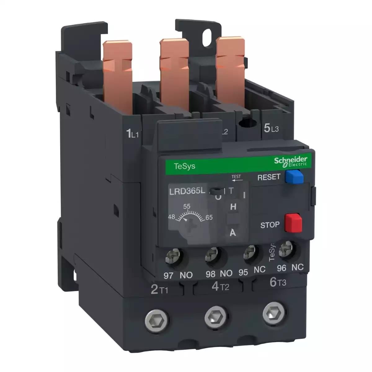 Thermal overload relay, TeSys Deca, 690VAC, 48 to 65A, 1NO+1NC, class 20, for D40A to D65A, EverLink BTR screw