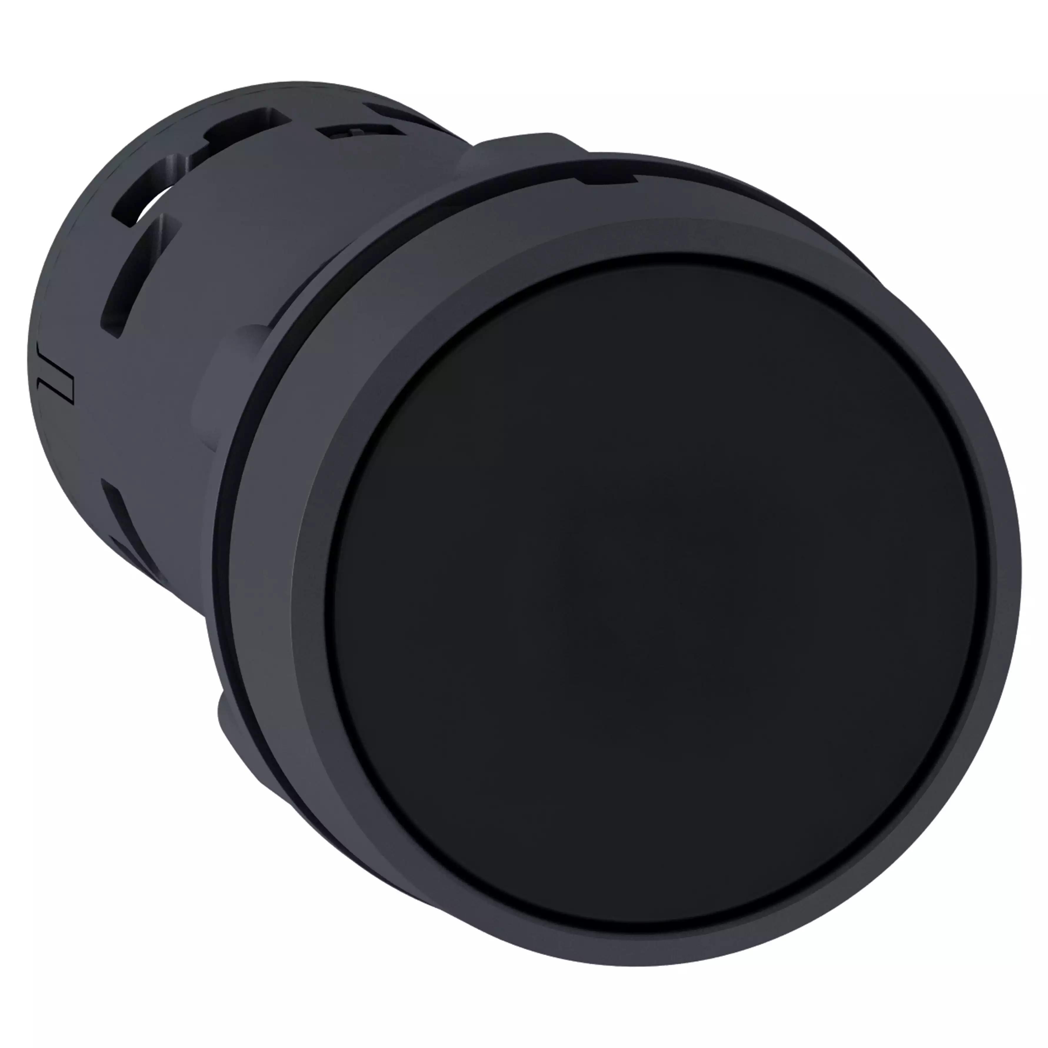 Monolithic push button, Harmony XB7, plastic, black, 22mm, spring return, unmarked, 1NO+1NC
