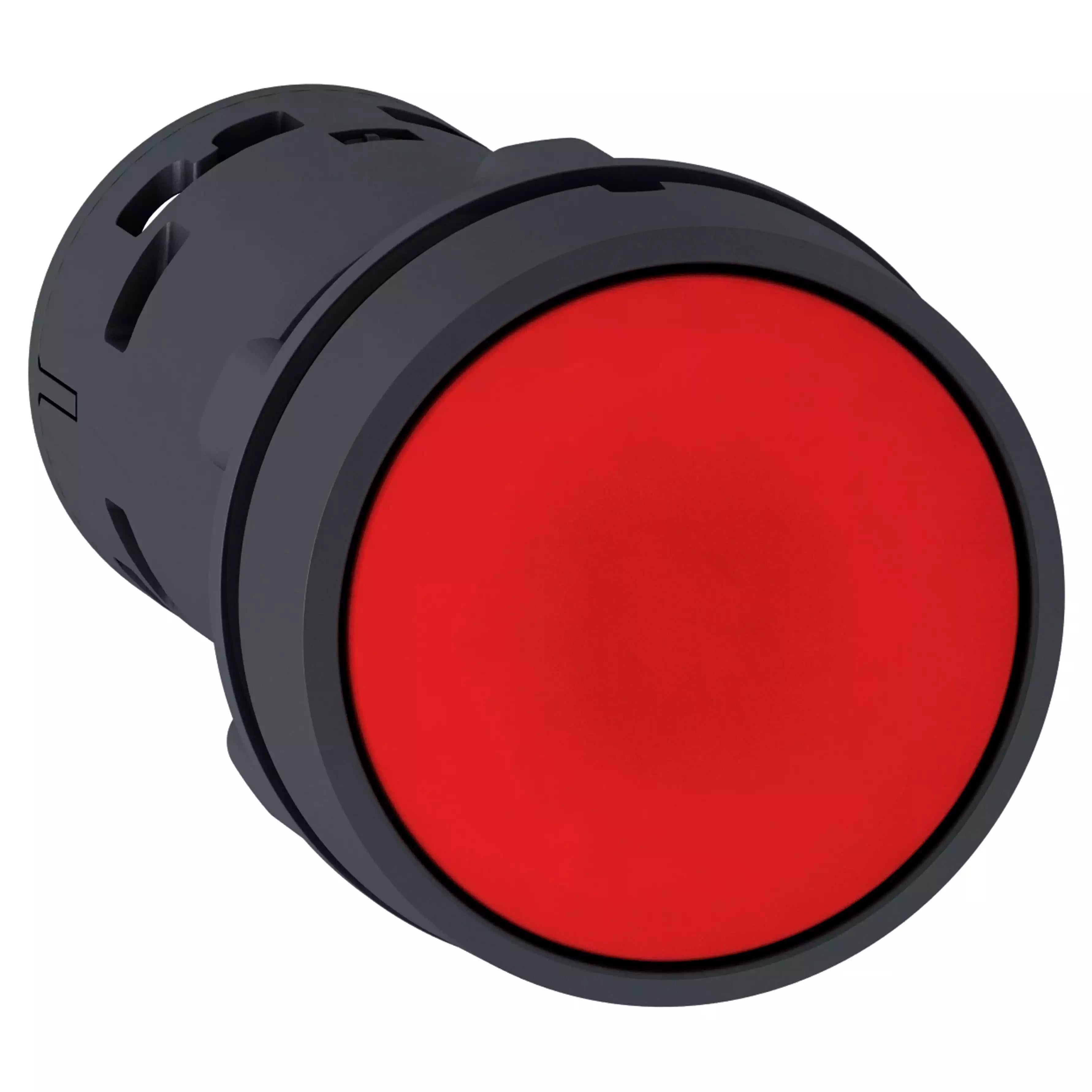 Monolithic push button, Harmony XB7, plastic,red, 22mm, spring return, unmarked, 1NC