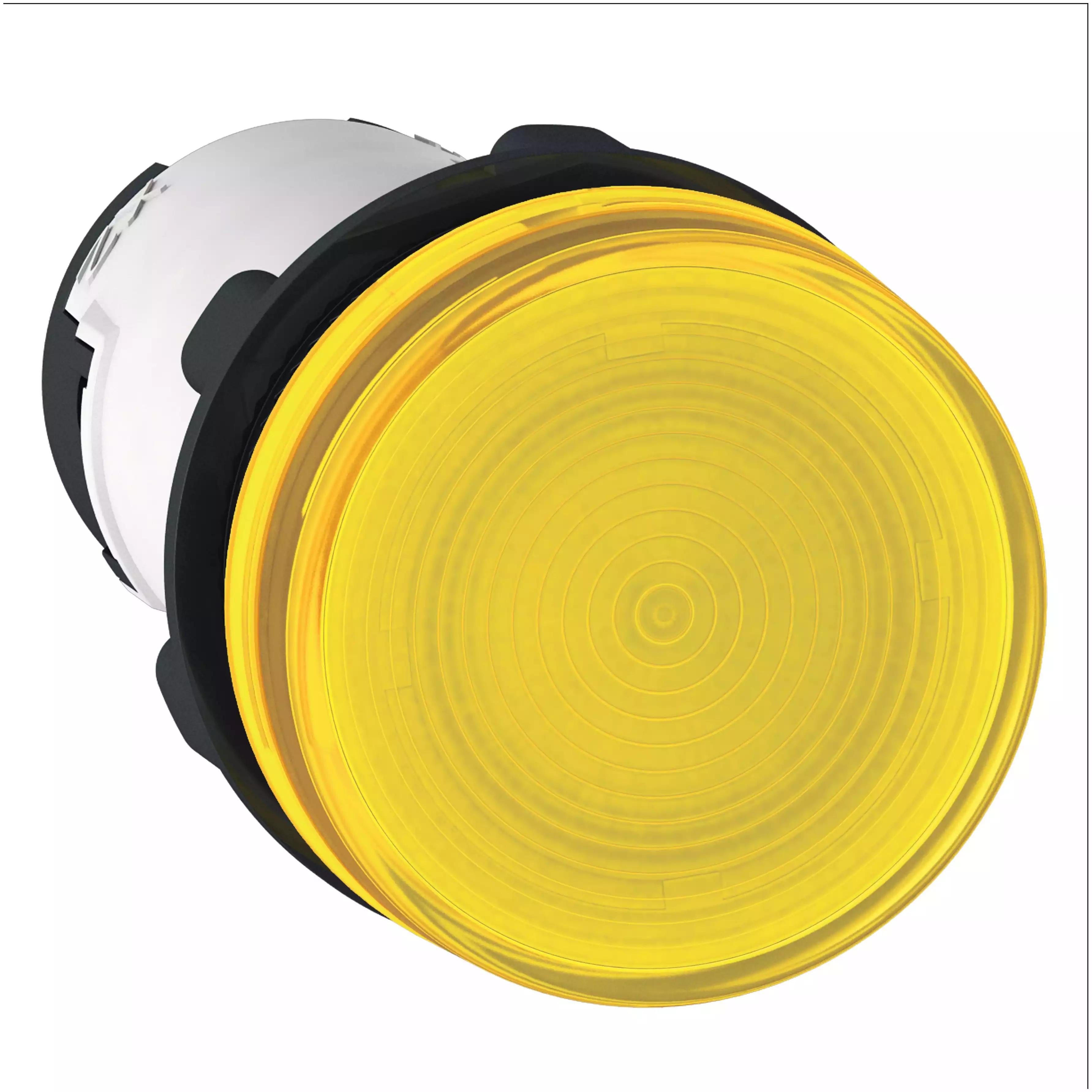 Monolithic pilot light, Harmony XB7, plastic, yellow, 22mm, plain lens for BA9s bulb, lt 250V