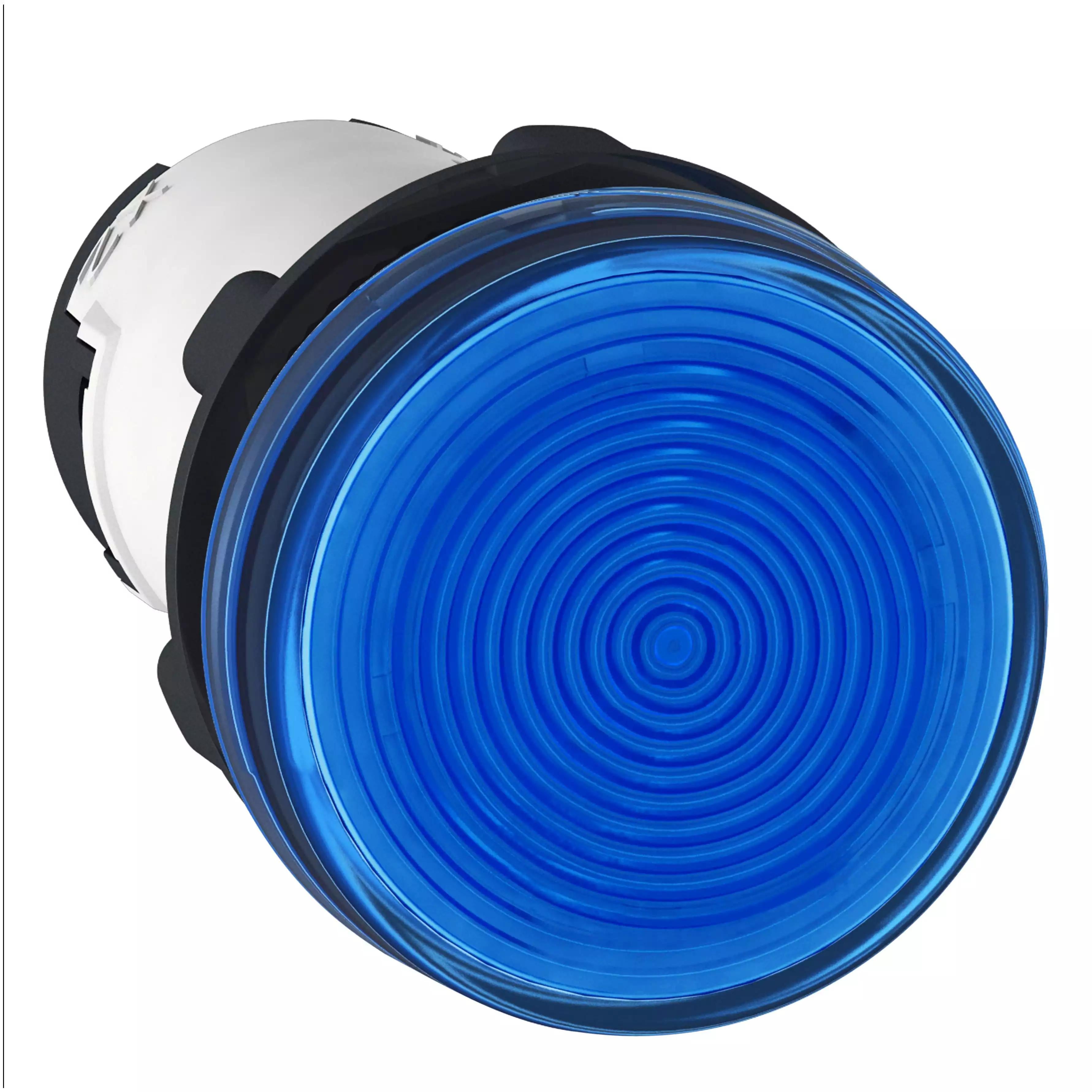 Monolithic pilot light, Harmony XB7, plastic, blue, 22mm, integral LED, 230…240V AC